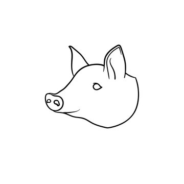 Pork meat hand drawn outline doodle icon. Pig snout vector sketch illustration for print, web, mobile and infographics isolated on white background.