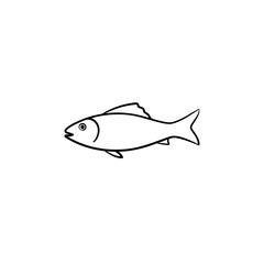 Raw fish hand drawn outline doodle icon. Vector sketch illustration of healthy seafood - fish under water for print, web, mobile and infographics isolated on white background.