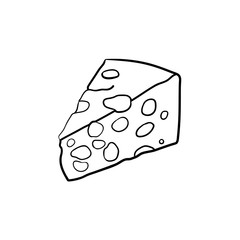 Portion of cheese hand drawn outline doodle icon. Healthy dairy product - cheese vector sketch illustration for print, web, mobile and infographics isolated on white background.