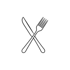 Fork and knife hand drawn outline doodle icon. Cutlery - crossed fork and knife vector sketch illustration for print, web, mobile and infographics isolated on white background.