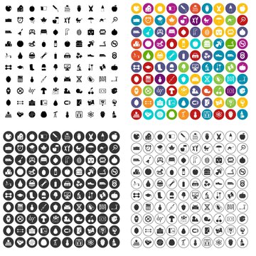 100 apple icons set vector in 4 variant for any web design isolated on white