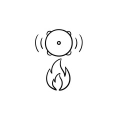 Fire alarm hand drawn outline doodle icon. Finger pressing fire siren for people safety button vector sketch illustration for print, web, mobile and infographics isolated on white background.