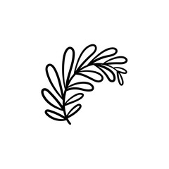Leaves on branch hand drawn vector outline doodle icon. Branch with leaves vector sketch illustration for print, web, mobile and infographics isolated on white background.