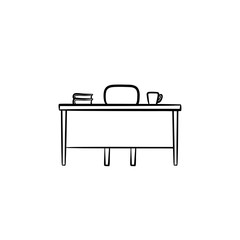 Work desk hand drawn outline doodle icon. Office desk with chair vector sketch illustration for print, web, mobile and infographics isolated on white background.