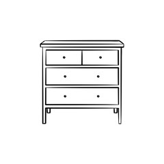 Chest of drawer hand drawn outline doodle icon. Chest of drawer with shelves for clothing vector sketch illustration for print, web, mobile and infographics isolated on white background.