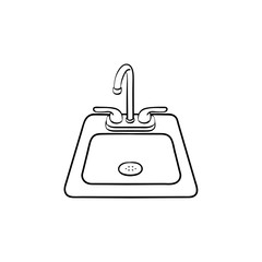 Toilet sink hand drawn outline doodle icon. Sink vector sketch illustration for print, web, mobile and infographics isolated on white background.