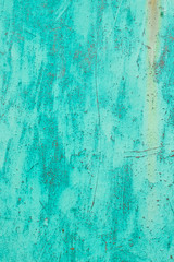 Old texture turquoise blue cracked wall, the old paint texture is chipping and cracked fall destruction.