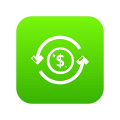 Circulation money icon green vector isolated on white background