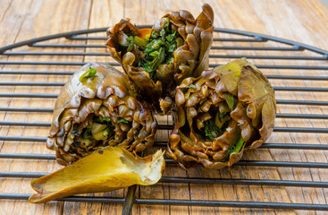 Artichokes roasted on the grill