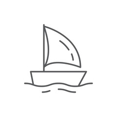 Sailboat on waves editable outline icon - pixel perfect symbol of ship in sea isolated on white background.
