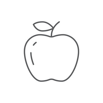 Ripe apple editable outline icon - pixel perfect symbol of fresh organic healthy fruit with vitamins.