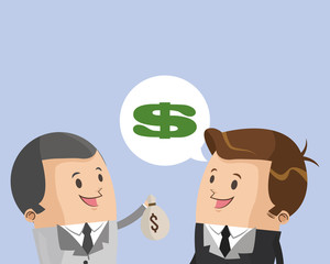 Businessmen talking with money vector illustration graphic design