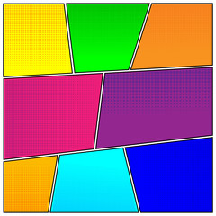 Set of retro comic books. Cartoon empty speech bubbles. Colorful pop art style background frames. Vector