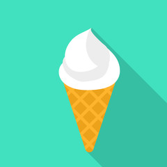 Ice cream cone icon. Flat illustration of ice cream cone vector icon for web