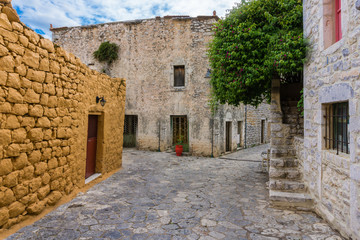 Fototapeta na wymiar Street view in Areopoli village in Mani, Peloponnese, Greece