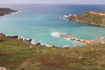Steep Coastline around Gnejna Bay at the Mediterranean Sea in Malta