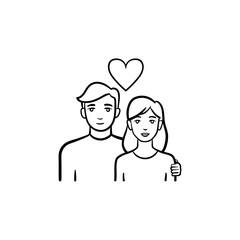 Couple in love hand drawn outline doodle icon. Woman and man dating vector sketch illustration for print, web, mobile and infographics isolated on white background.
