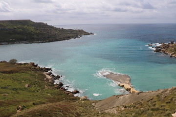Steep Coastline around Gnejna Bay at the Mediterranean Sea in Malta