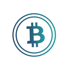 Obraz premium Gradient blue bitcoin icon isolated on white background. Crypto-currency market. Vector illustration.