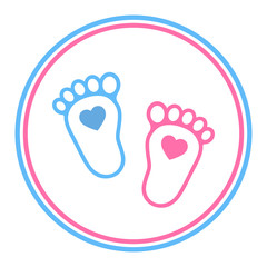 traces of a boy and girl in a circle on a white background