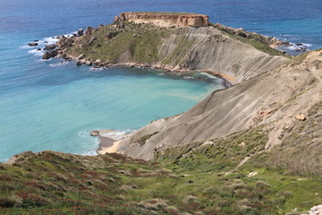 Steep Coastline around Gnejna Bay at the Mediterranean Sea in Malta