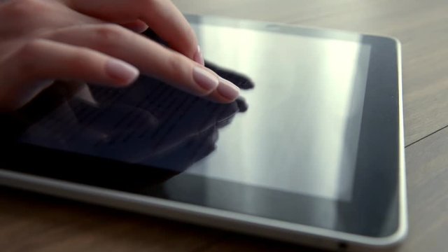 Using tablet computer close up
