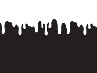 Milk background. White flowing paint splashes on black background. Vector illustration.