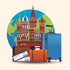 Russia travel poster concept vector illustration graphic design