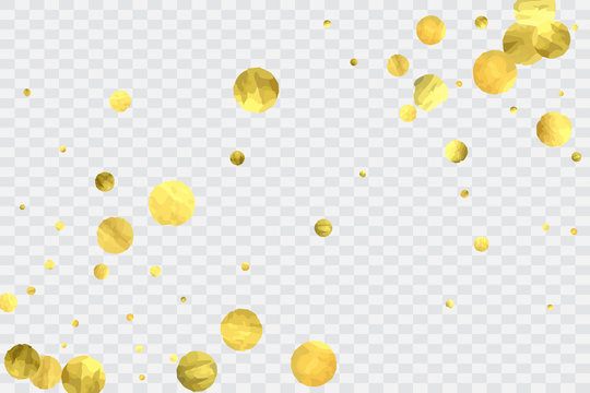 Round gold confetti.