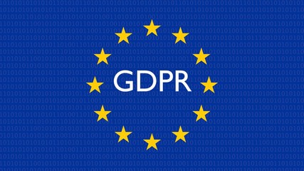GDPR, DSGVO general data protection regulation concept. 3D rendering, European flag only