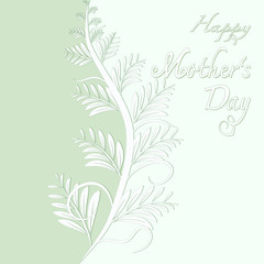 Happy Mother's day text on green Paper art background, Paper cut illustration