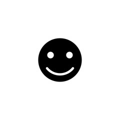 Happy Smile Face. Flat Vector Icon. Simple black symbol on white background