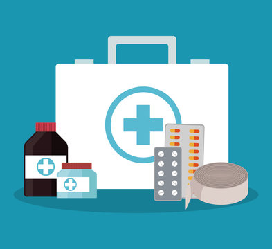 First aids suitcase kit vector illustration graphic design