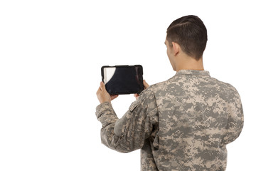 Soldier with digital tablet