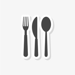 Restaurant Sign, Spoon, Fork and Knife sticker, simple vector icon