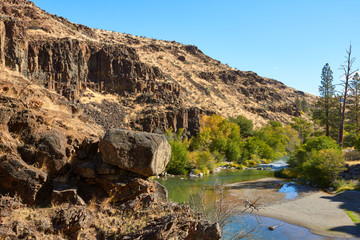 Rock formation in the White River canyon in Eastern Oregon USA Pacific Northwest.