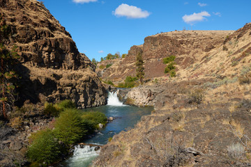 Waterfall at White River in canyon in Eastern Oregon USA Pacific Northwest.
