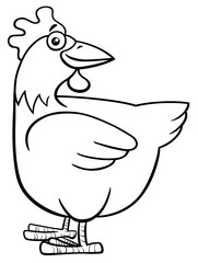 hen or chicken farm character coloring book