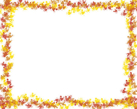 Fall Colors Leaves In Frame Shape on White
