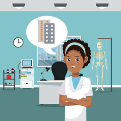 Nurse at doctor office vector illustration graphic design