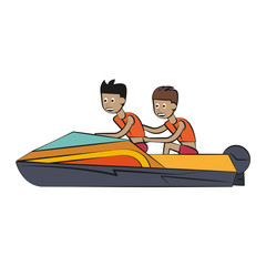 Racing sport boat Water sport cartoon vector illustration graphic design