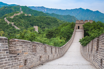 Famous landmark great wall and mountains. China