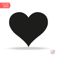 Heart Icon Vector. Perfect Love symbol. Valentine's Day sign, emblem isolated on white background with shadow, Flat style for graphic and web design, logo. EPS10 black pictogram.