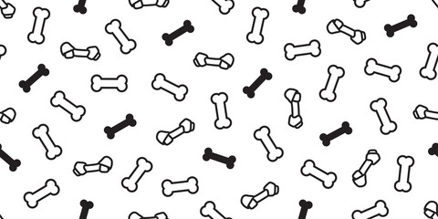 Dog Bone Seamless pattern vector Bulldog puppy toy doodle isolated background wallpaper white
