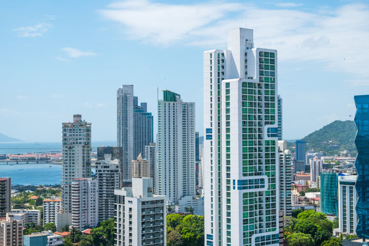 city skyline, skyscraper buildings, modern cityscape of Panama City ,