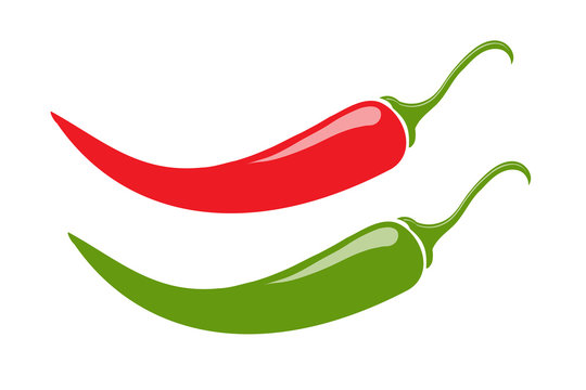 Icon red spicy pepper. Isolated on white. Vector