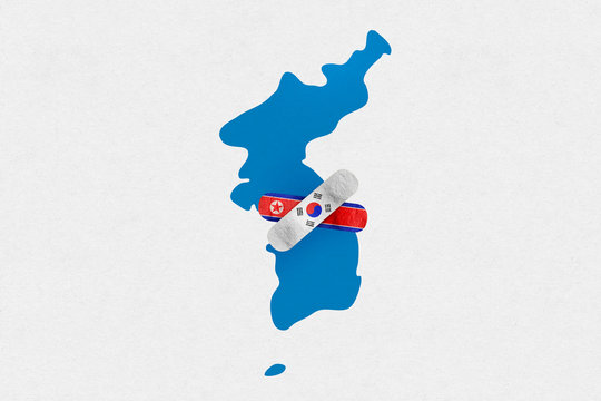Illustration of unification flag for peace between North and South Korea.