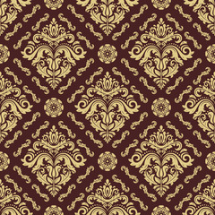 Damask classic golden pattern. Seamless abstract background with repeating elements. Orient background