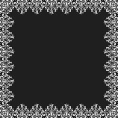 Classic square white frame with arabesques and orient elements. Abstract ornament with place for text. Vintage pattern