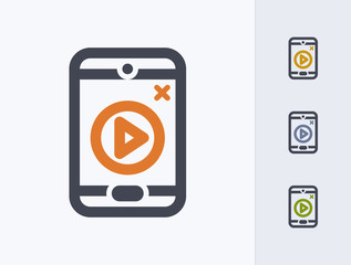 Mobile Video Ad - Outline Duo Icons. A professional, pixel-perfect icon.